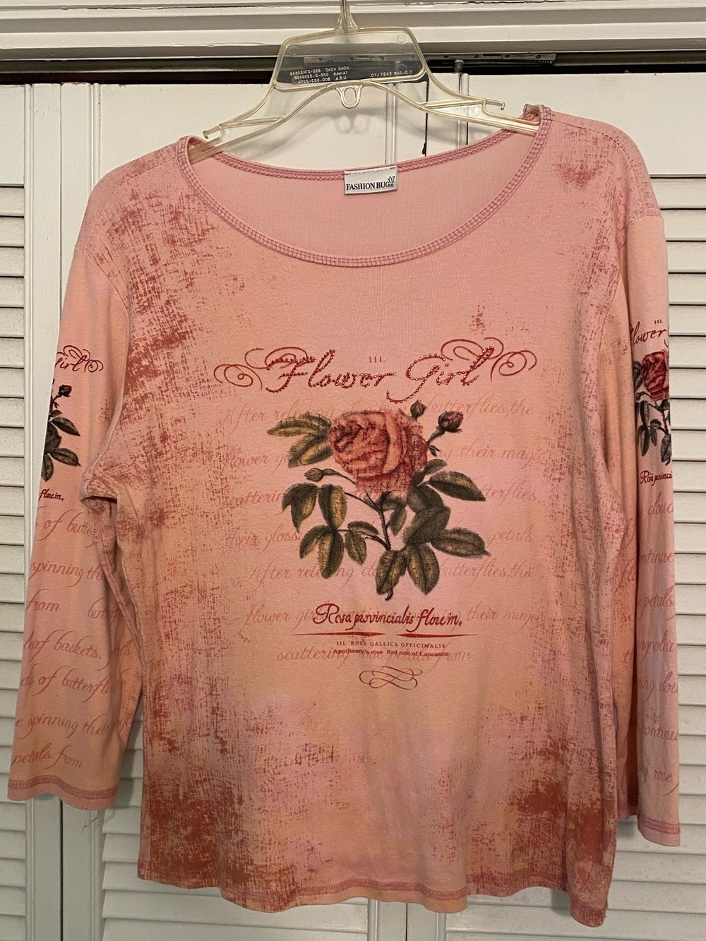 Fashion Bug Pink Rose Graphic 3/4 Sleeve Top